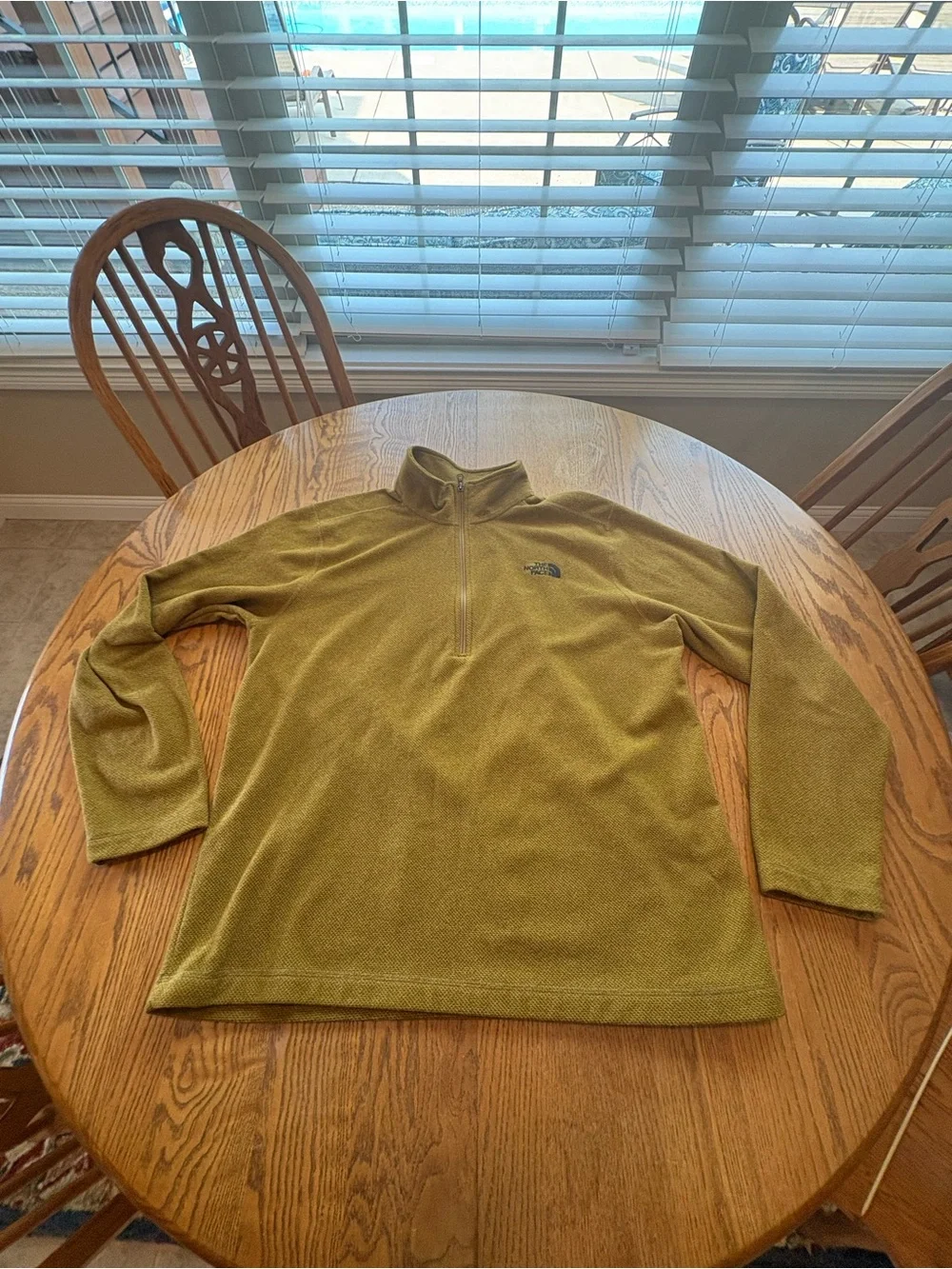 North Face Textured Cap Rock Sweatshirt Mustard Gold XL EUC 1/4 Zip Pullover